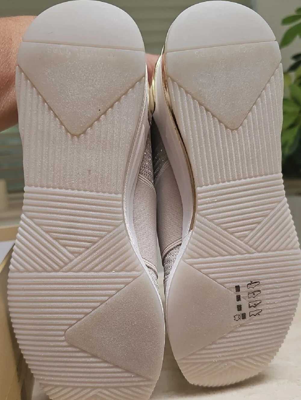 Michael Kors Beige and Gold Slip-On MK Trainer Sneakers